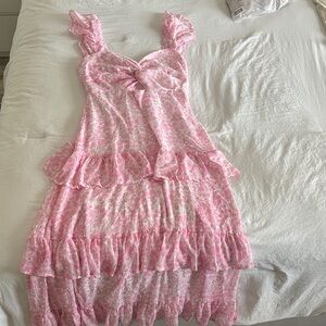 Altar'd State Pink Floral midi dress